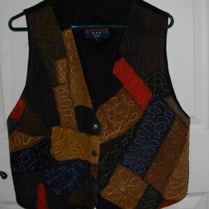Women's New New New US Brand snap front colorblock leather vest, Large. New